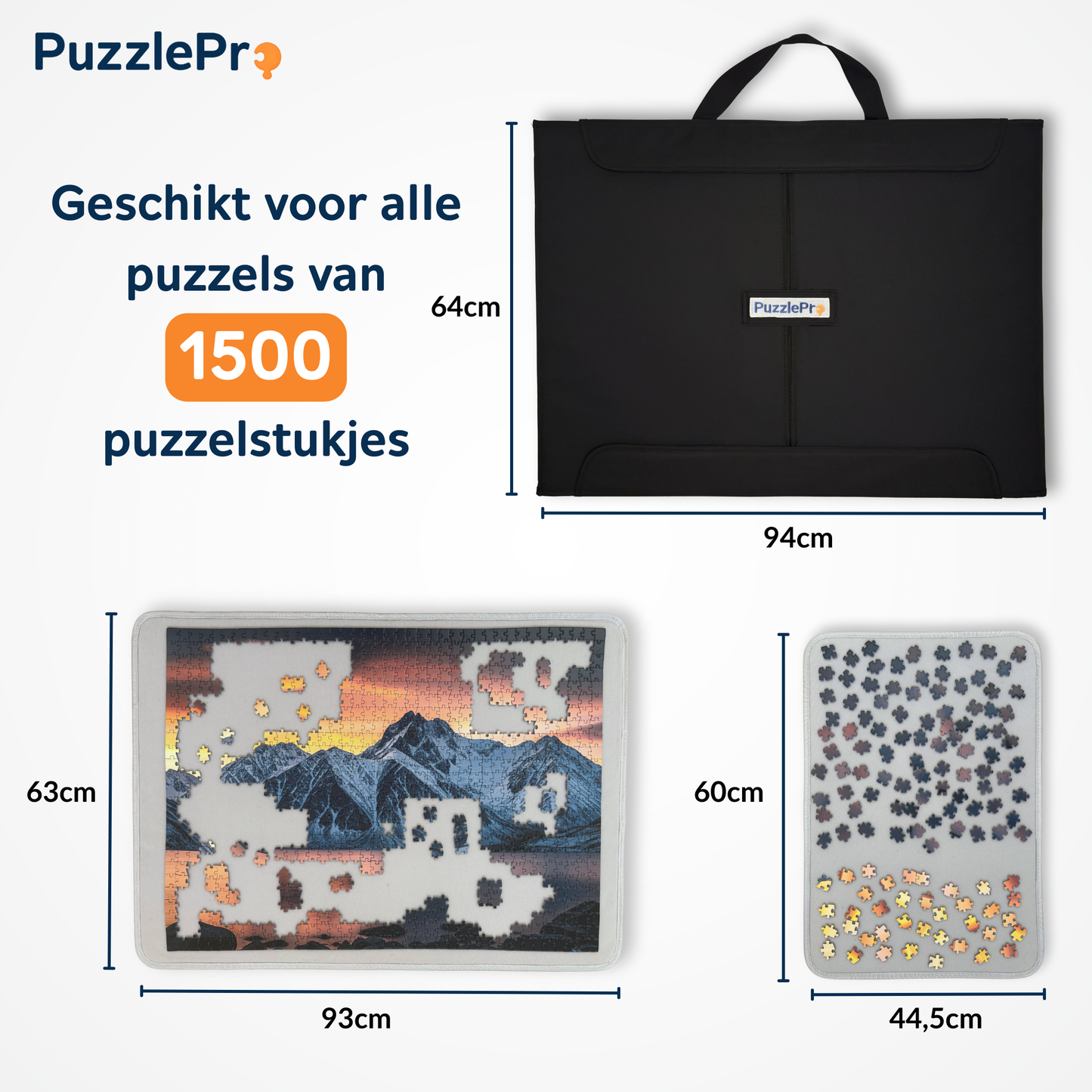 Puzzelkoffer met puzzelplaat en sorteerplaten geschikt voor puzzels van 1500 stukjes