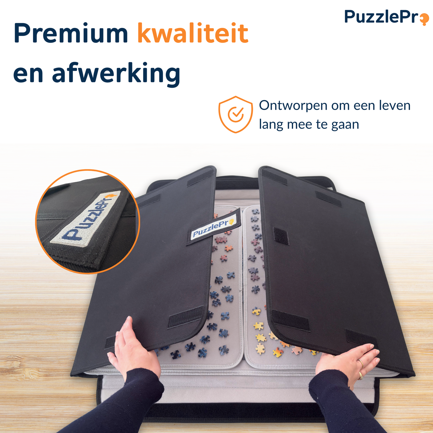 Hoge kwaliteit materialen en afwerkingen voor deze PuzzlePro puzzelkoffer