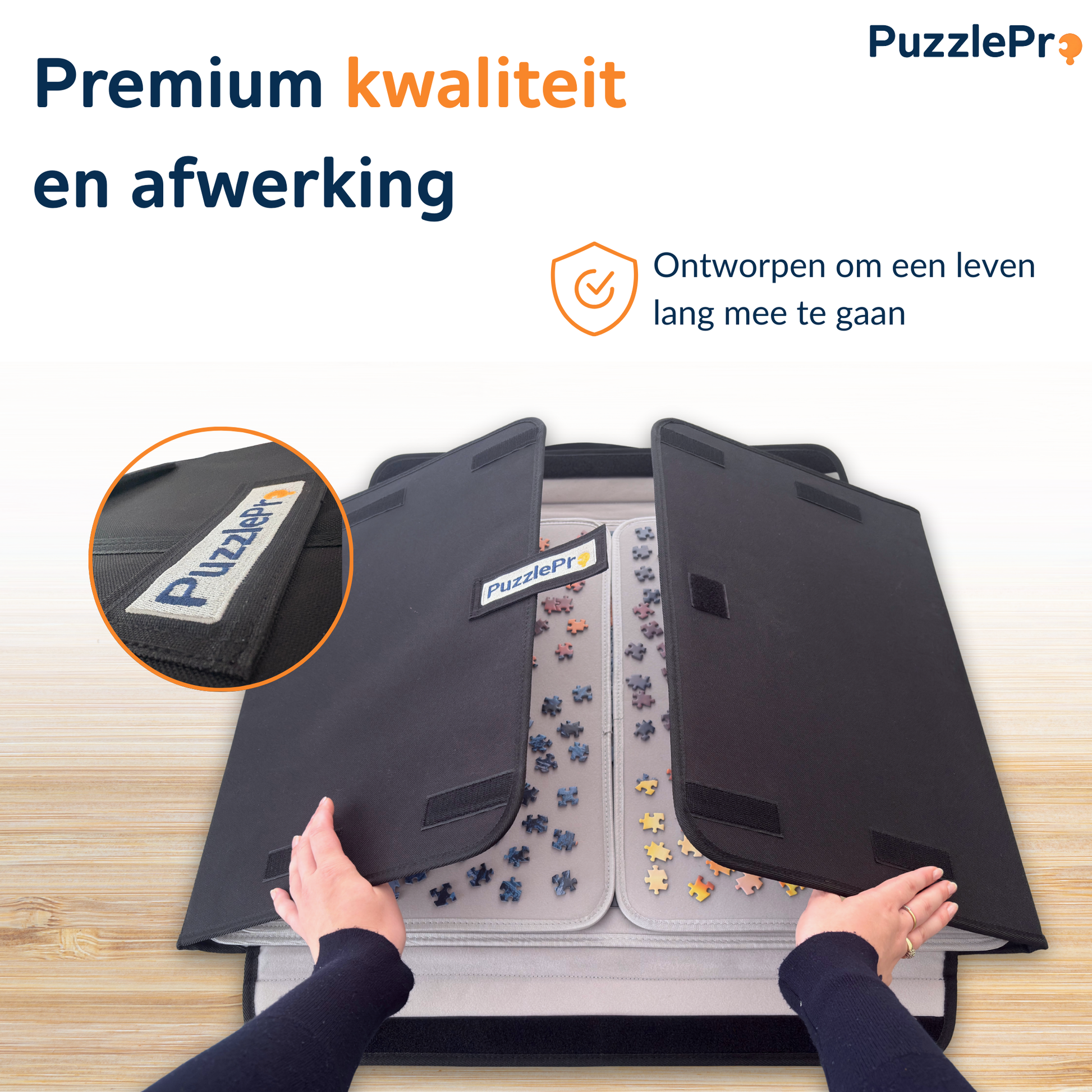 Hoge kwaliteit materialen en afwerkingen voor deze PuzzlePro puzzelkoffer